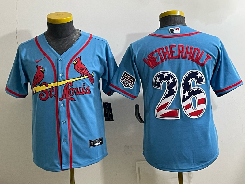 Youth 2026 St.Louis Cardinals #26 Wetherholt blue Nike MLB Jersey 0903002